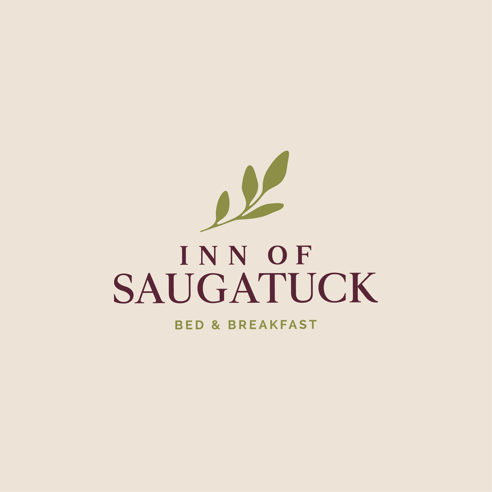 Logo for the Inn of Saugatuck, featuring the name and a simple leaf design.